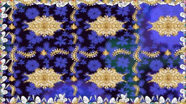 Raster illüstrasyonu. Mor ve siyah renklerde kristal kar taneleri.