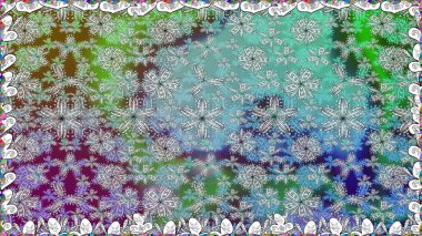 Raster illüstrasyonu. 3 boyutlu çiçekler, pürüzsüz. Mavi renklerde.