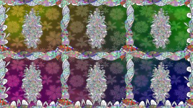 Raster illüstrasyonu. Yeşil renklerde. Yeşil renkte yeşil papatya deseni.