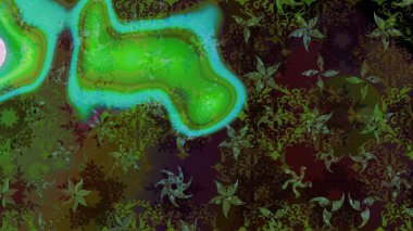 Kar tanelerinin soyut arkaplanlı Noel arkaplanı. Yeşil ve kahverengi kar taneleri. Noel için tatil tasarımı, yeni yıl moda baskıları. Güzel tasarım. Raster illüstrasyonu.