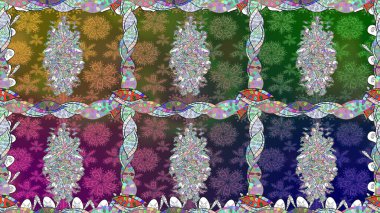 El çizimi. Yeşil renkli çiçekler. Suluboya çizimi. Çiçeklerle kusursuz desen.