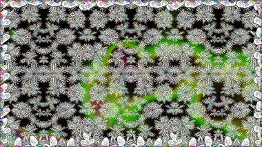 Yapraklı çiçekler ve rengarenk papatya çiçekleri. Raster - stok. Kusursuz arkaplan deseni.