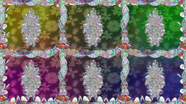 Düz Çiçek Elementleri Tasarımı. Renkli Yaz Temalı Kusursuz Arkaplan. Sevimli çiçek raster deseni. Modaya uygun kumaş deseni.