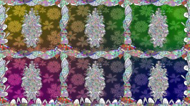 Moda baskıları için zarif bir şablon. Motley illüstrasyonu. Küçük çiçekte güzel bir desen. Küçük renkli çiçekler. Çiçekli bahar çiçekleri.