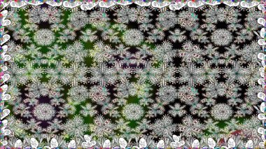 Parlak çiçekli renklerde soyut, pürüzsüz desen. Çiçeksel elementlerle süslenmiş zarif raster dokusu. Küçük çiçekte şirin bir çiçek deseni var..