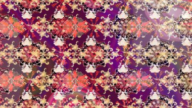 Kar tanesi renkli desen. Snowflakes desen. Raster kar taneleri arka plan. Renk arka plan üzerinde izole soyut kar taneleri ile düz tasarım. Raster illüstrasyon.