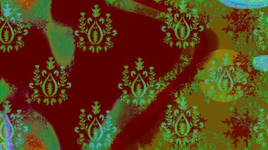 Noel ve yeni yıl moda baskıları için tatil tasarımı. Renkler. Kırmızı kar taneleri. Kar tanelerinin soyut arkaplanı olan şirin bir Noel arkaplanı. Raster illüstrasyonu.