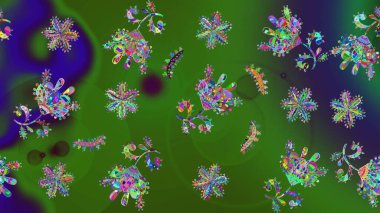 Kış Noel 'inde kar bembeyaz kristal element. Raster illüstrasyonu. Xmas Frost kar taneleri izole edilmiş siluet sembolü. Kar Tanesi raster simgesi yeşil arkaplan rengi. Meteoroloji buz koleksiyonu.