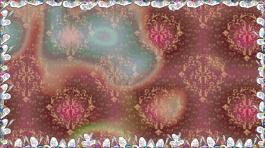 Renkli Bahar Temalı Kusursuz Arkaplan. Kahverengi renkli çiçekler. Düz Çiçek Elementleri Tasarımı. Sevimli çiçek raster deseni.