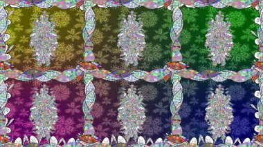 Çiçekli, pürüzsüz bir desen. Raster illüstrasyonu. Raster çiçekleri klasik tarzda çizilmiş. Yumuşak, yeşil renkte bahar çiçekleri.