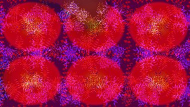 Soyut duvar kâğıdı, ambalaj dekorasyonu. Kırmızı ve mor renkte şirin kar taneleri. Kışın sembolü, mutlu noeller, mutlu yeni yıl kutlaması Raster illüstrasyonu. Kar tanesi kadar basit..