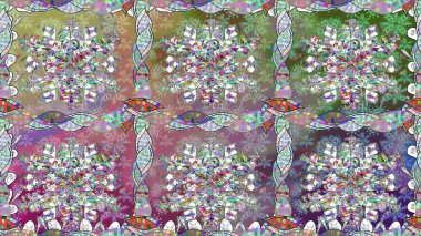 Tarafsız renklerde. Raster illüstrasyonu. 3D çiçekler, pürüzsüz.