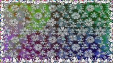Parmak izi, kumaş, duvar kâğıdı, tekstil için raster dokusu. Renkli grunge, kolo çiçekleriyle soyut bir arka plan oluşturur. İşlemeli çiçek desenli..