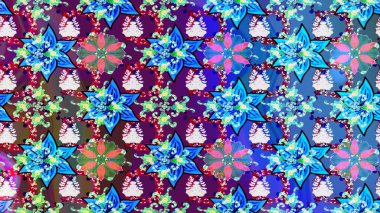 Mor ve mavi kar tanelerinden izole edilmiş. Güzel bir kış süsü. Renkli kar taneleri Raster illüstrasyonu.