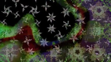 Renkli unsurlarla hareketli arka plan görüntüleri. Çiçekler. Eski model. Bayrak tarzı. Video kaydı. Şablon. Döngü. Kusursuz..