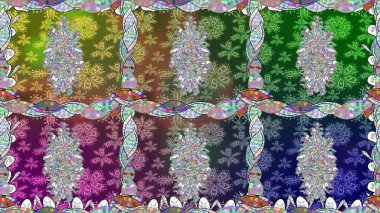 Yeşil renklerde. Soyut çiçek desensiz arkaplan. Raster illüstrasyonu. Küçük çiçekteki sevimli çiçek deseni. Raster deseni.