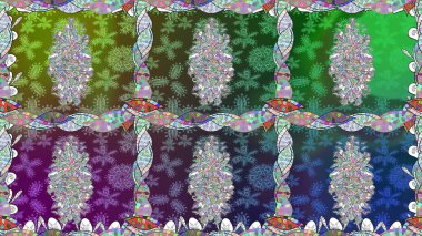 Yeşil renkte çiçeklerle süslenmiş kusursuz çiçek deseni. Suluboya tarzında yeşil renkte çiçekler.