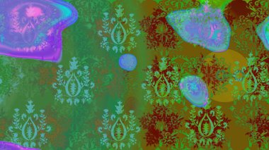 Kış kar tanesi, raster arka plan. Renkli arka planda izole kar taneleri. Yüzey için tekrarlanan doku, ambalaj kağıdı, yeşil ve kahverengi renkler. Raster illüstrasyonu.