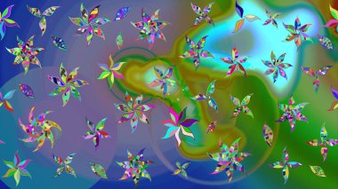 Organik elementler. Suluboya etkisi. Raster deseni. Botanik çizim deseni.