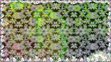 Çiçekler, yaprakları ile halk tarzında Dikişsiz çiçek deseni. Raster Illustration. El çizilmiş.