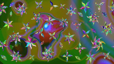 Vadinin yeşil renkli çiçekleri. Çiçeksel çizim kalıbının çizimi.