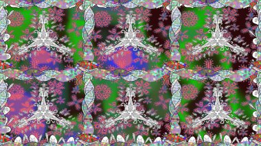 Raster illüstrasyonu. El çizimi. Çiçekli, yapraklı, çiçeksiz çiçek desenli..