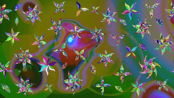 Vadinin yeşil renkli çiçekleri. Çiçeksel çizim kalıbının çizimi.