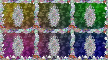 Davetiye ve kartpostal tasarımı için dekoratif çiçek unsurları. Yapraklı kusursuz desen. Şirin, zarif çiçekler Raster illüstrasyonu. Tekstil için figür. Poster veya kapak için arkaplan.