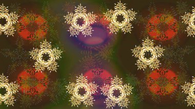 Noel ve yeni yıl moda baskıları için tatil tasarımı. Kahverengi kar taneleri. Raster illüstrasyonu. Kar tanelerinin soyut arkaplanlı Noel deseni.