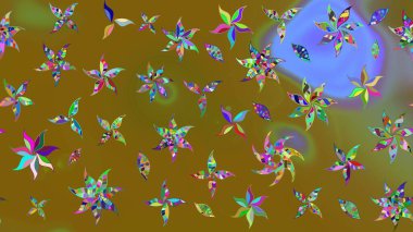 Düz Çiçek Elementleri Tasarımı. Yazdır. Güzel kumaş deseni. Raster çiçekli arka plan. Renkli Yaz Temalı eskiz kalıbı. Güzel çizim şekli..