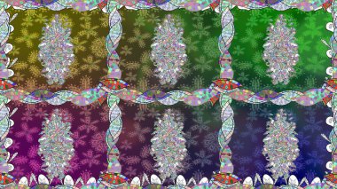 Soyut çiçek desensiz arkaplan. Yeşil renklerde. Raster illüstrasyonu. Küçük çiçekteki sevimli çiçek deseni. Raster deseni.