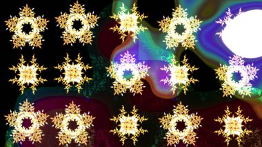 Düz yatıyordu. Raster illüstrasyonu. Siyah renkte kar tanesinden yapılmış kış deseni. Kış konsepti.