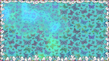 Kusursuz. Kumaş, tekstil, baskı ve davetiye. Mavi ve soyut arka planda gece kelebekleri. Raster illüstrasyonu.