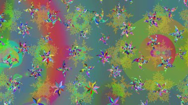 Çiçekli karalama şeklinde Raster çiçek deseni. Nazik, narin çiçek arkaplanı. Yeşil renkte çiçekler.