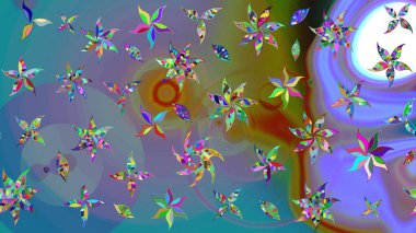 Raster illüstrasyonu. Küçük çiçekli şirin bir desen. Çiçek ve yapraklı çiçek deseni.