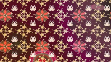 Sihirli kahverengi ve mor tatil soyut arka plan yıldız ve düşen kar taneleri. Noel kahverengisi ve morları. Raster illüstrasyonu.