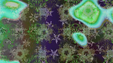 Yeşil ve gri renklerde şirin soyut kar taneleri raster tasarımı. Düz kar karalama ikonları, yılbaşı afişi için kar taneleri silueti, kartlar. Yeni yıl kar tanesi.