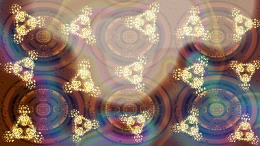 Bej ve kahverengi renkler. Kar tanelerinin soyut arkaplanlı Noel şablonu. Noel ve yeni yıl moda baskıları için tatil tasarımı. Raster illüstrasyonu.