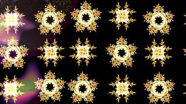 Sanat terapisi tarzı zen çizim için siyah ve kahverengi mandala şekilli kar taneleri. El çizimi, dövme stili, kumaş tasarımı ve Raster illüstrasyonunda kartlar..