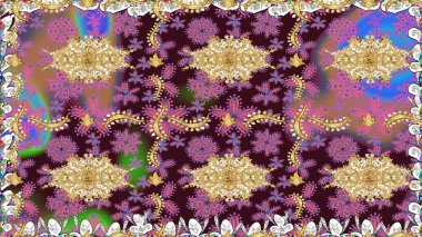 Renkli Yaz Temalı Kusursuz Arkaplan. Düz Çiçek Elementleri Tasarımı. Kahverengi renkli çiçekler. Sevimli çiçek raster deseni.