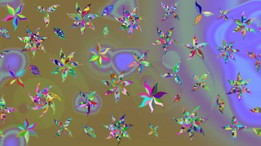 Tarafsız renklerde çiçekler. Raster illüstrasyonunda çiçek deseni çizimi.