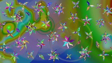 Renkli Bahar Teması eskiz kalıbı. Çocuk stili. Çiçekli eskiz arkaplanı. Düz Çiçek Elementleri Tasarımı.