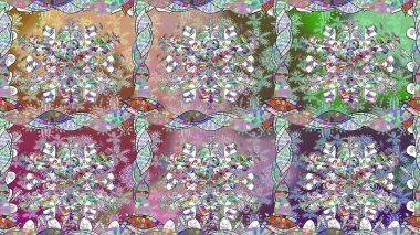 Raster illüstrasyonu. Kusursuz dekoratif arka plan, çiçek mandala. Çiçek. Tarafsız renklerde.