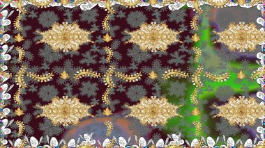 Kahverengi renkli çiçekler. Düz Çiçek Elementleri Tasarım Raster illüstrasyonu. Çiçeksiz desenli arka plan. Renkli Bahar Teması Kusursuz Arkaplan.