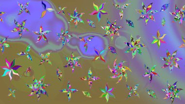 Tarafsız renklerde çiçekler. Renkli Bahar Teması eskiz kalıbı. Sevimli çiçek raster deseni. Düz Çiçek Elementleri Tasarımı.