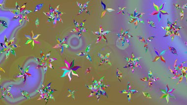 Renkli Bahar Teması eskiz kalıbı. Güzel kumaş deseni. Zentangle soyut çiçekleri. Düz Çiçek Elementleri Tasarımı. Karalama çiçeği. Raster illüstrasyonu.