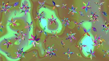 Tekstil ve kapak tasarımı için mükemmel. Yeşil renkli çiçekler. Doodle tarzı. Renkli yeşil çizim kalıbı. Elle çizilmiş sonbahar çiçeği deseni..