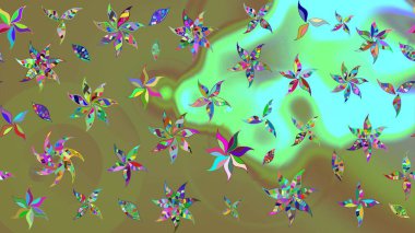 Güzel kumaş deseni. Raster illüstrasyonu. Raster illüstrasyonundaki çiçek desenli çizim. Tarafsız renklerde.