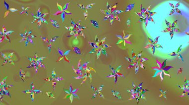 Tarafsız renklerde. Raster illüstrasyonu. Raster illüstrasyonundaki çiçek desenli çizim. Güzel kumaş deseni.