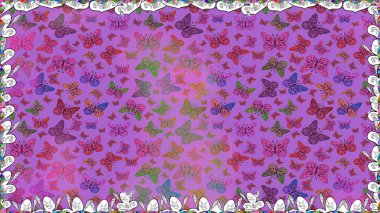 Kağıt, kumaş, ambalaj kağıdı ve duvar kağıdı tasarımı için güzel bir arka plan. Güzel kelebek resimlerini renklendir. Raster illüstrasyonu. Kusursuz..